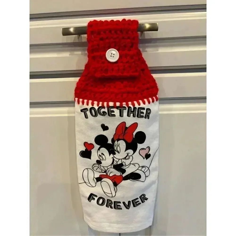 Crochet Top Kitchen Towel- Together forever-mickey-minnie